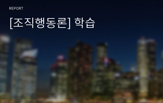 [조직행동론] 학습