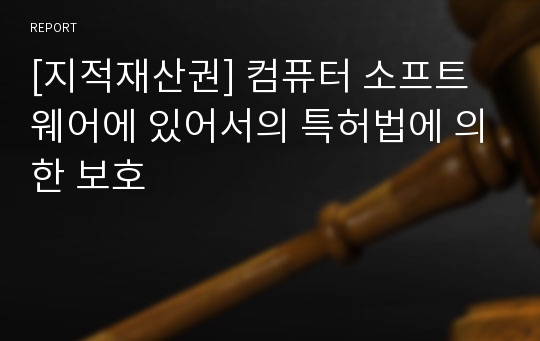 [지적재산권] 컴퓨터 소프트웨어에 있어서의 특허법에 의한 보호