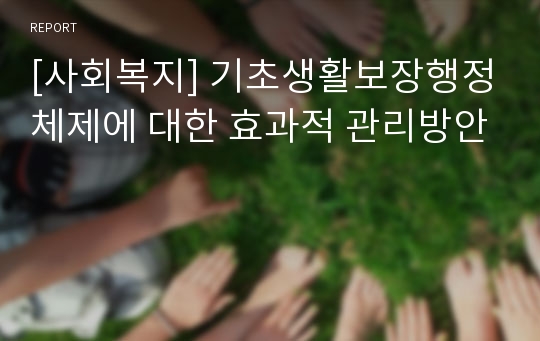 [사회복지] 기초생활보장행정체제에 대한 효과적 관리방안