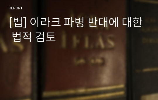 [법] 이라크 파병 반대에 대한 법적 검토