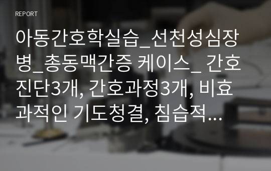 아동간호학실습_선천성심장병_총동맥간증 케이스_ 간호진단3개, 간호과정3개, 비효과적인 기도청결, 침습적 처치와 관련된 감염 위험성, 보호자의 위험