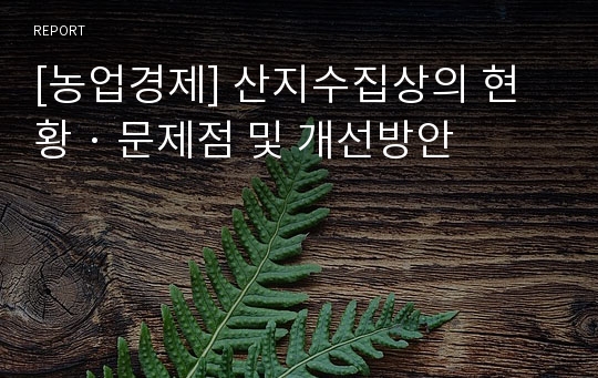 [농업경제] 산지수집상의 현황 · 문제점 및 개선방안