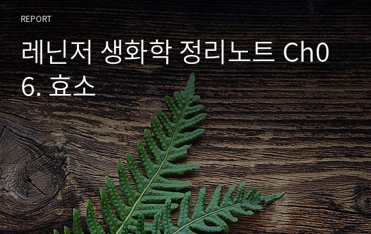 레닌저 생화학 정리노트 Ch06. 효소