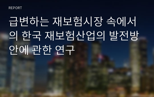 급변하는 재보험시장 속에서의 한국 재보험산업의 발전방안에 관한 연구