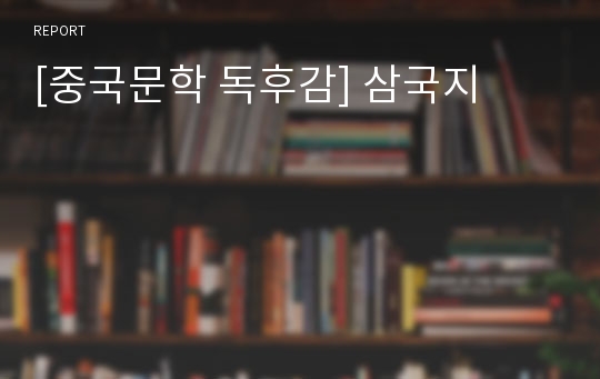 [중국문학 독후감] 삼국지