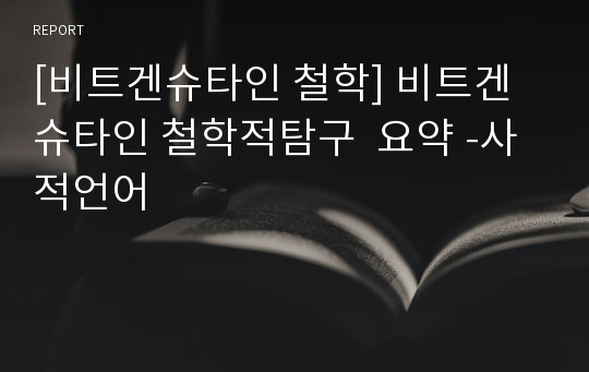 [비트겐슈타인 철학] 비트겐슈타인 철학적탐구  요약 -사적언어