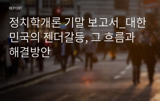 정치학개론 기말 보고서_대한민국의 젠더갈등, 그 흐름과 해결방안