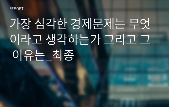 가장 심각한 경제문제는 무엇이라고 생각하는가 그리고 그 이유는_최종