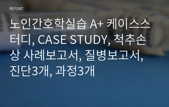 노인간호학실습 A+ 케이스스터디, CASE STUDY, 척추손상 사례보고서, 질병보고서, 진단3개, 과정3개