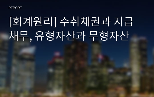 [회계원리] 수취채권과 지급채무, 유형자산과 무형자산