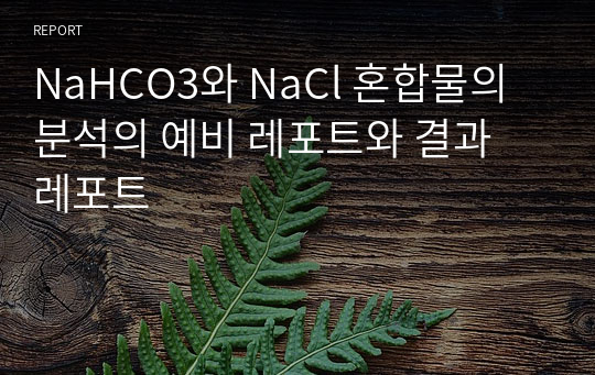 NaHCO3와 NaCl 혼합물의 분석의 예비 레포트와 결과 레포트