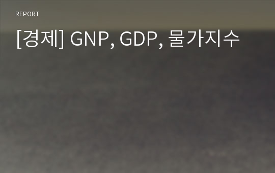 [경제] GNP, GDP, 물가지수