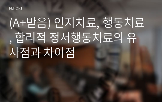 (A+받음) 인지치료, 행동치료, 합리적 정서행동치료의 유사점과 차이점