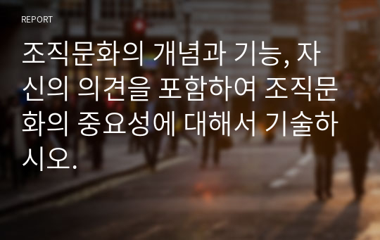 조직문화의 개념과 기능, 자신의 의견을 포함하여 조직문화의 중요성에 대해서 기술하시오.