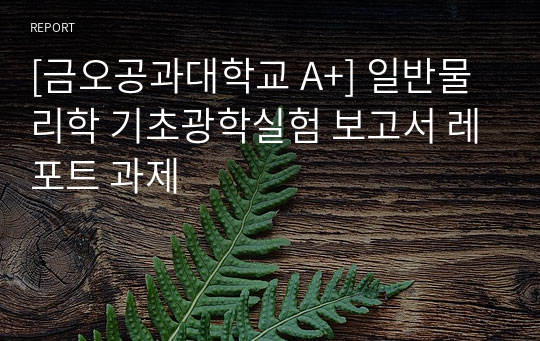 [금오공과대학교 A+] 일반물리학 기초광학실험 보고서 레포트 과제