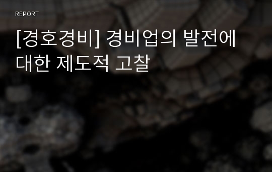 [경호경비] 경비업의 발전에 대한 제도적 고찰