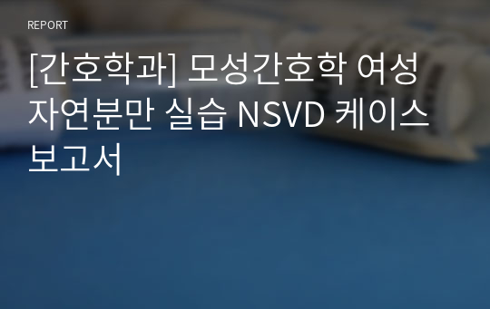 [간호학과] 모성간호학 여성 자연분만 실습 NSVD 케이스보고서