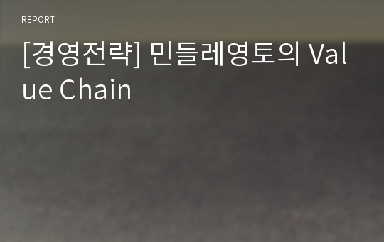 [경영전략] 민들레영토의 Value Chain