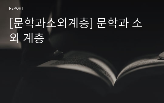 [문학과소외계층] 문학과 소외 계층