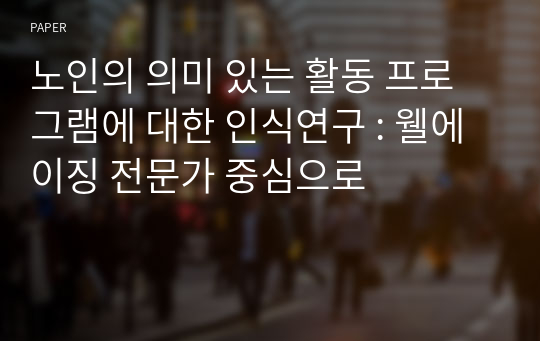 노인의 의미 있는 활동 프로그램에 대한 인식연구 : 웰에이징 전문가 중심으로