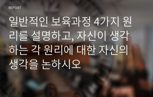 일반적인 보육과정 4가지 원리를 설명하고, 자신이 생각하는 각 원리에 대한 자신의 생각을 논하시오