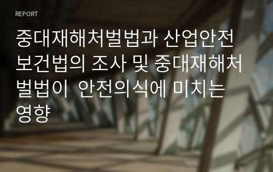 중대재해처벌법과 산업안전보건법의 조사 및 중대재해처벌법이  안전의식에 미치는 영향