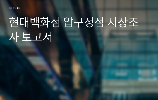 현대백화점 압구정점 시장조사 보고서