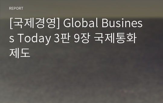[국제경영] Global Business Today 3판 9장 국제통화제도