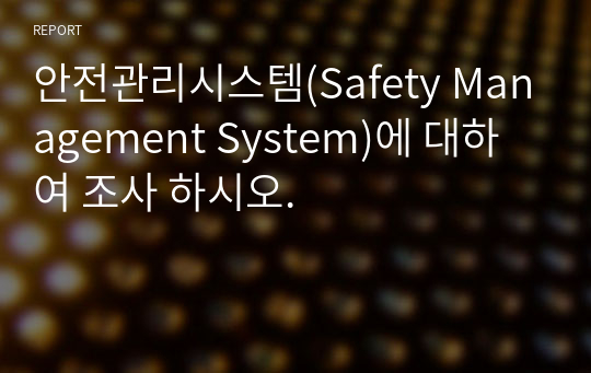 안전관리시스템(Safety Management System)에 대하여 조사 하시오.