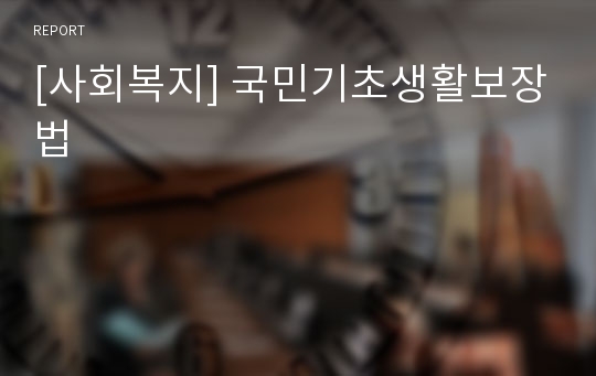 [사회복지] 국민기초생활보장법