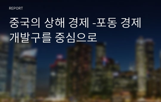 중국의 상해 경제 -포동 경제 개발구를 중심으로