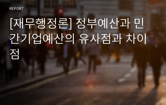 [재무행정론] 정부예산과 민간기업예산의 유사점과 차이점