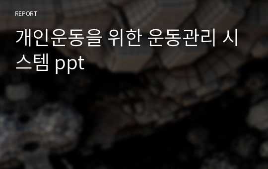 개인운동을 위한 운동관리 시스템 ppt