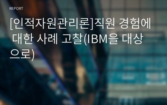 [인적자원관리론]직원 경험에 대한 사례 고찰(IBM을 대상으로)