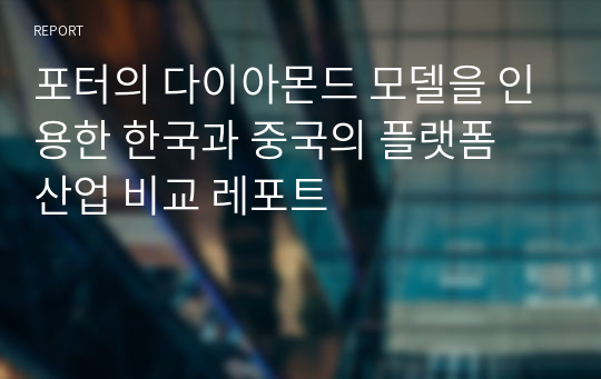 포터의 다이아몬드 모델을 인용한 한국과 중국의 플랫폼 산업 비교 레포트