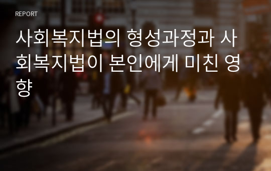 사회복지법의 형성과정과 사회복지법이 본인에게 미친 영향  