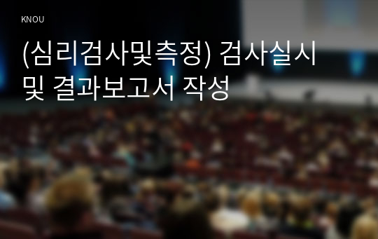 (심리검사및측정) 검사실시 및 결과보고서 작성