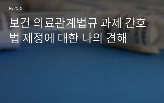 보건 의료관계법규 과제 간호법 제정에 대한 나의 견해