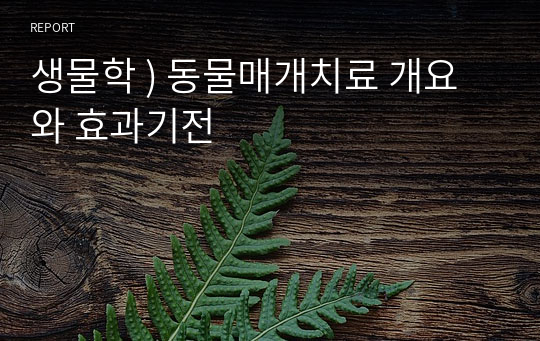 생물학 ) 동물매개치료 개요와 효과기전