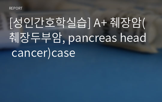 [성인간호학실습] A+ 췌장암(췌장두부암, pancreas head cancer)case