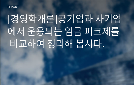 [경영학개론]공기업과 사기업에서 운용되는 임금 피크제를 비교하여 정리해 봅시다.