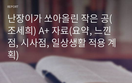 난장이가 쏘아올린 작은 공(조세희) A+ 자료(요약, 느낀점, 시사점, 일상생활 적용 계획)