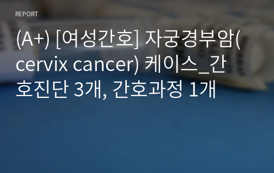 (A+) [여성간호] 자궁경부암(cervix cancer) 케이스_간호진단 3개, 간호과정 1개
