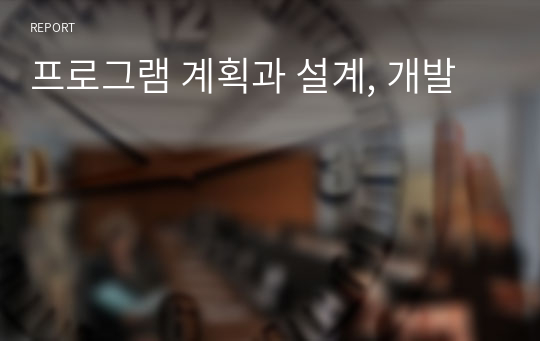 프로그램 계획과 설계, 개발