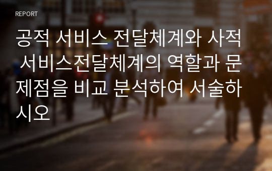 공적 서비스 전달체계와 사적 서비스전달체계의 역할과 문제점을 비교 분석하여 서술하시오