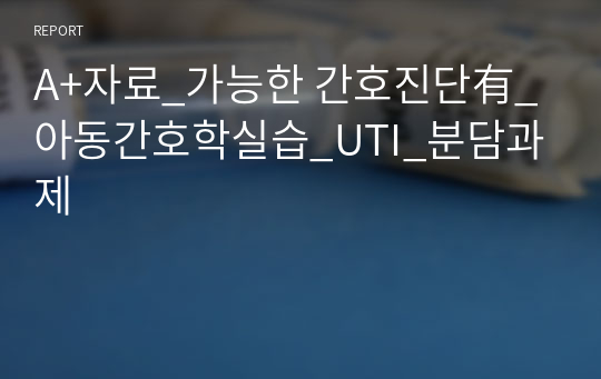 A+자료_가능한 간호진단有_아동간호학실습_UTI_분담과제