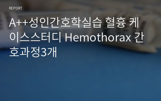 A++성인간호학실습 혈흉 케이스스터디 Hemothorax 간호과정3개