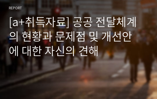 [a+취득자료] 공공 전달체계의 현황과 문제점 및 개선안에 대한 자신의 견해