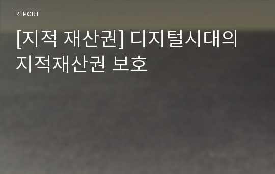 [지적 재산권] 디지털시대의 지적재산권 보호