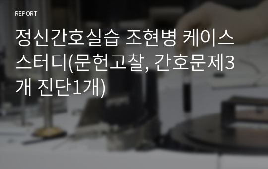 정신간호실습 조현병 케이스스터디(문헌고찰, 간호문제3개 진단1개)